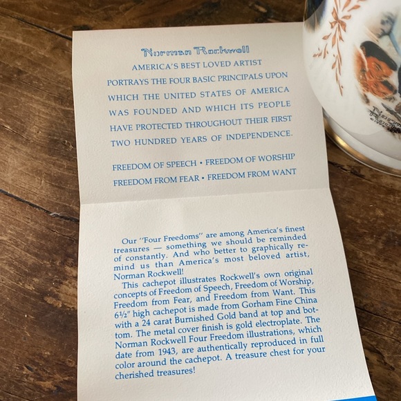 Gorham Norman Rockwell’s “Four Freedoms” Cachepot Bowl and Lid - Picture 2 of 11